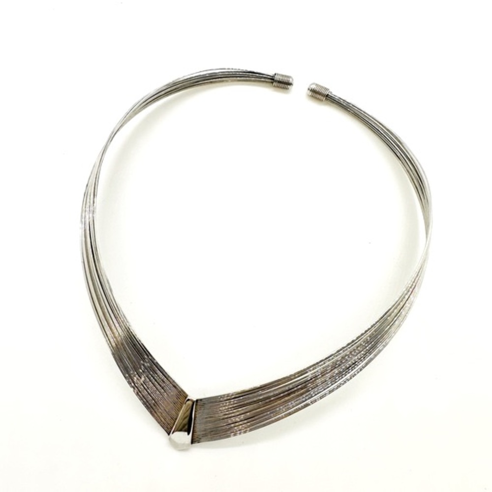 Vintage Modernist Silver Wire Collar Necklace